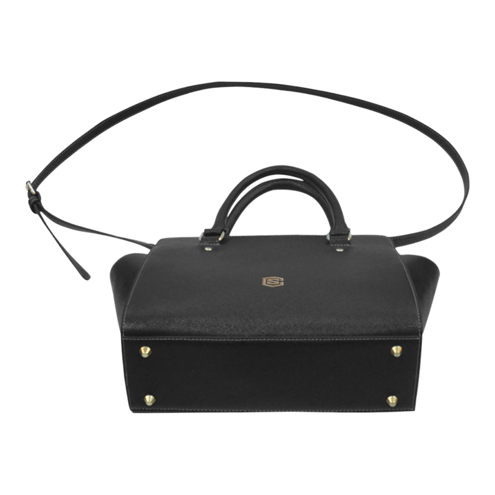 BLACK CLASSIC SHOULDER HANDBAG brown logo Classic Shoulder Handbag (Model 1653)