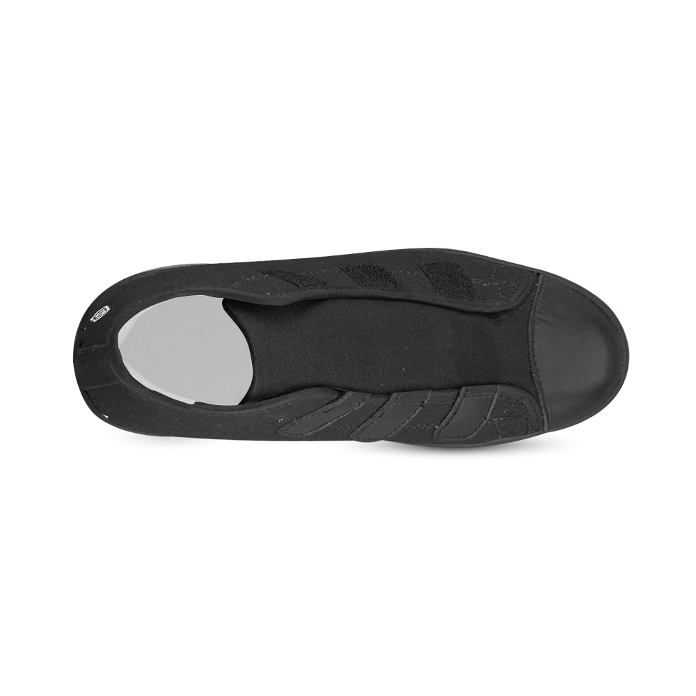 BLACK CANVAS KID SHOESwhite logo Velcro High Top Canvas Kid's Shoes (Model 015)