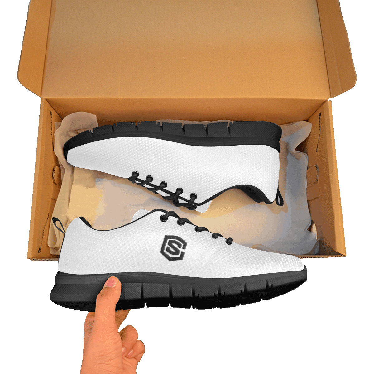 black logo Men's Breathable Running Shoes (Model 055)