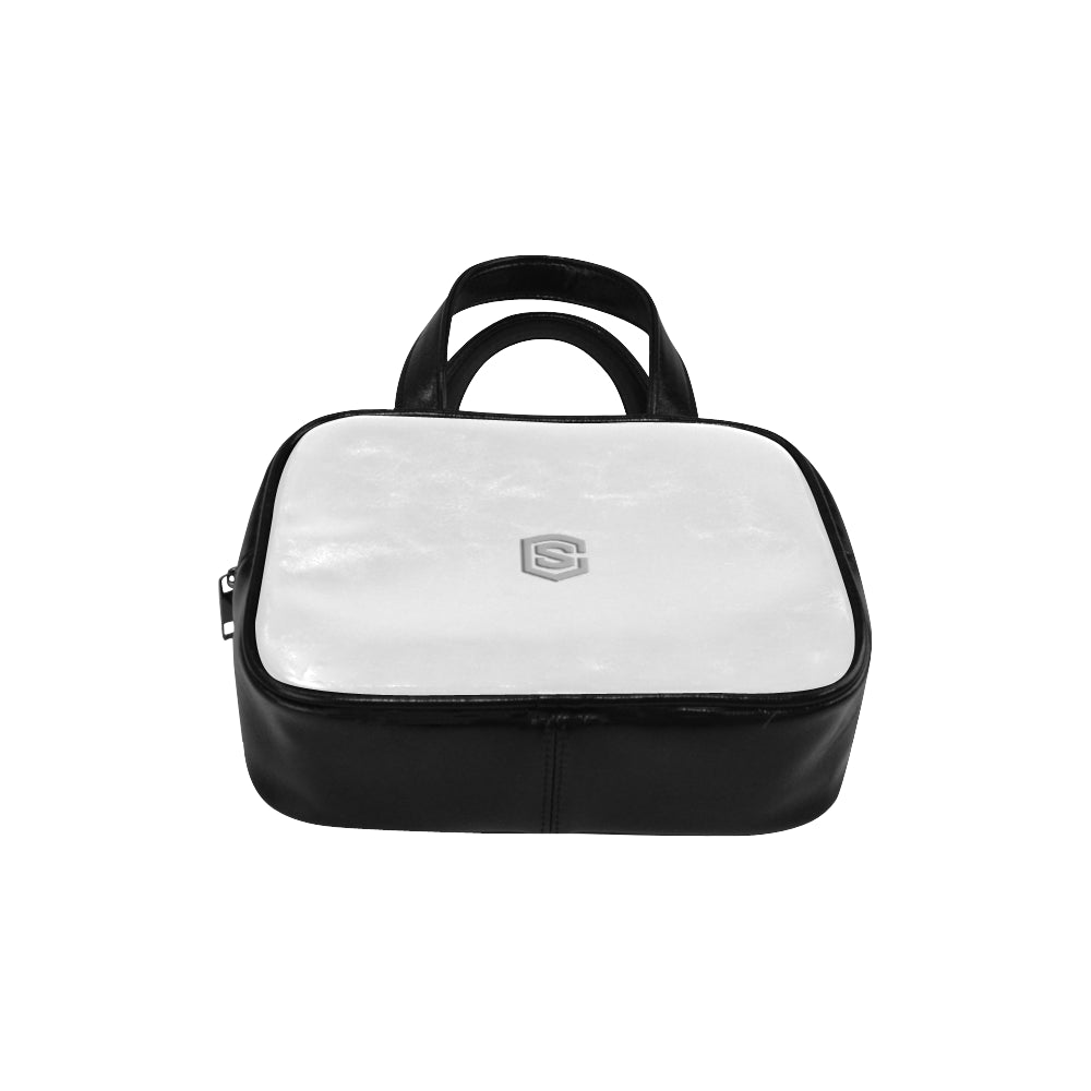 LIGHT GRAY LEATHER TOP HANDLE HANDBAG silver logo Leather Top Handle Handbag (Model 1662)