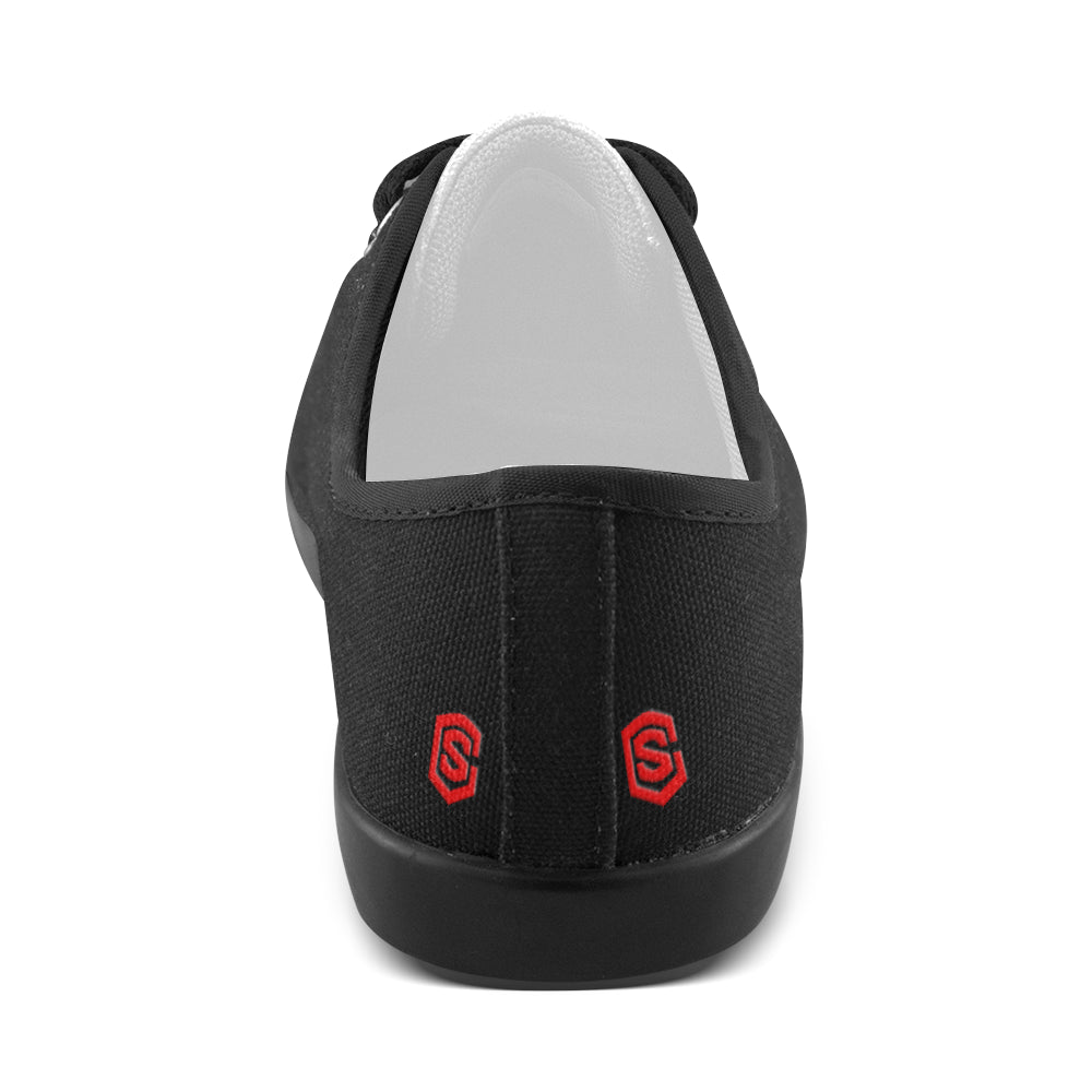 BLACK CANVAS KID SHOES red logo Canvas Kid's Shoes (Model 016)