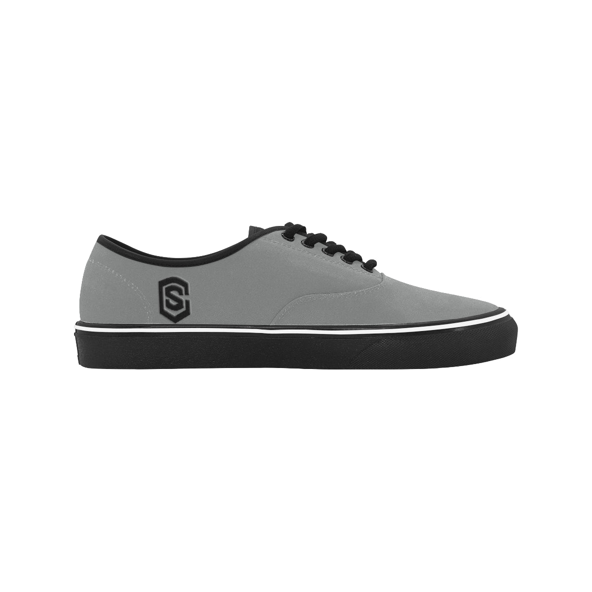 black logo Classic Men's Canvas Low Top Shoes/Large (Model E001-4)