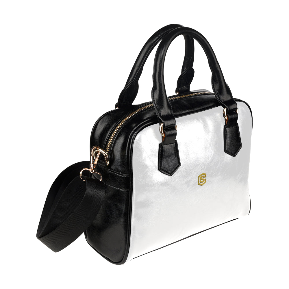 WHITE Shoulder Handbag gold logo Shoulder Handbag (Model 1634)