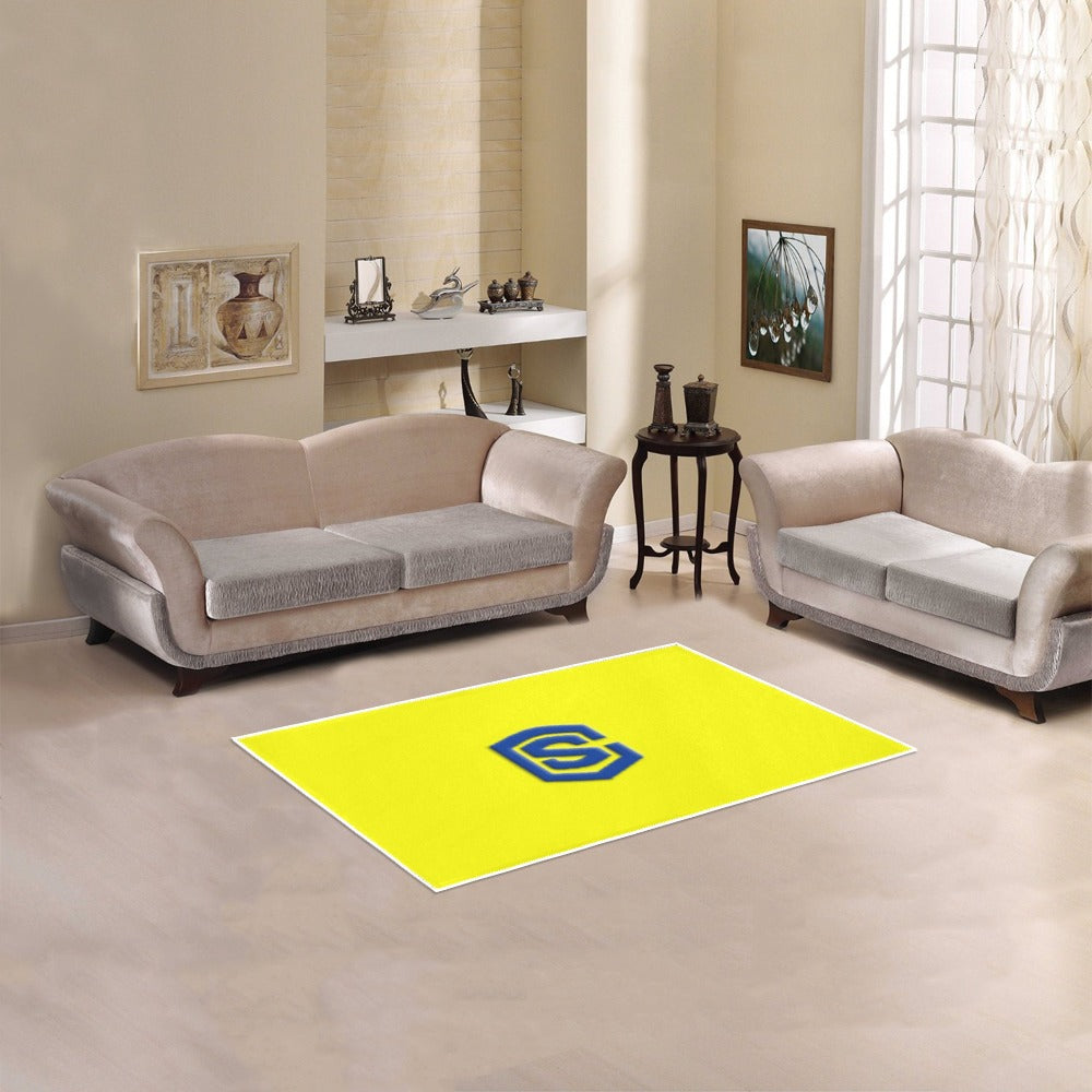 Yellow Area Rug 2.6' x 1.7' with Blue Logo Area Rug 2.6' x 1.7'