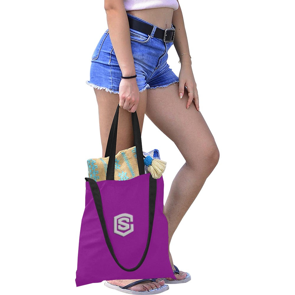 Purple All Over Print Canvas Tote Bag With Silver Logo All Over Print Canvas Tote Bag(Model1698)(Medium)