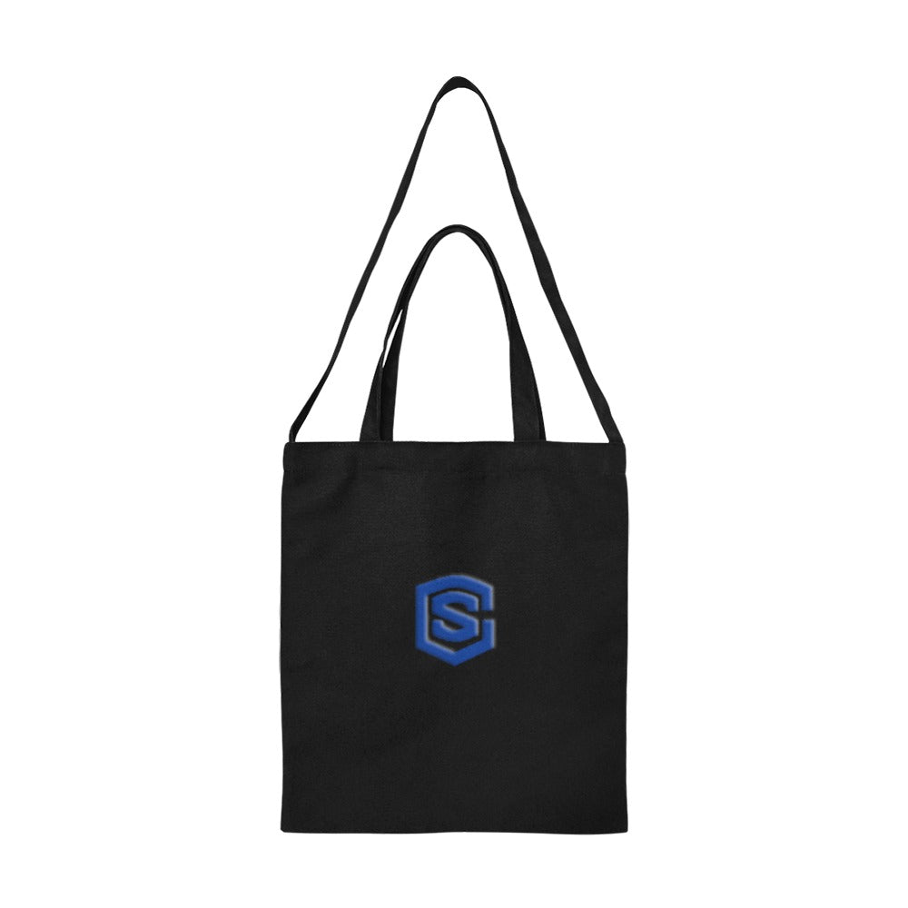 Black All Over Print Canvas Tote Bag With Blue Logo All Over Print Canvas Tote Bag(Model1698)(Medium)