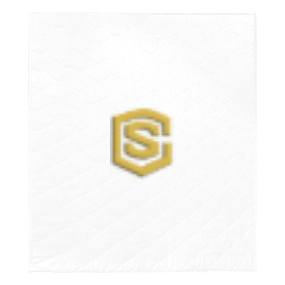 White Quilt with Gold Logo Custom Quilt 70" x 80"
