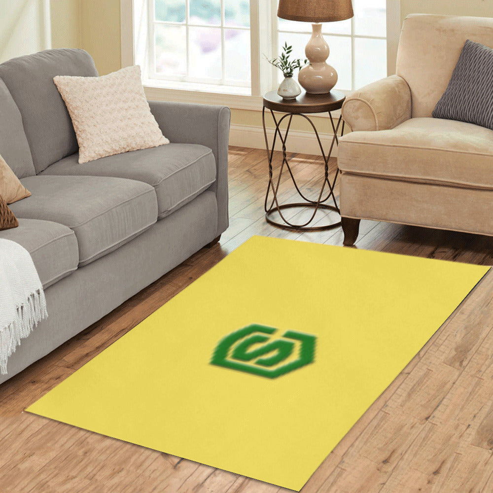 Yellow Area Rug Green Logo Area Rug 5' x 3.2'