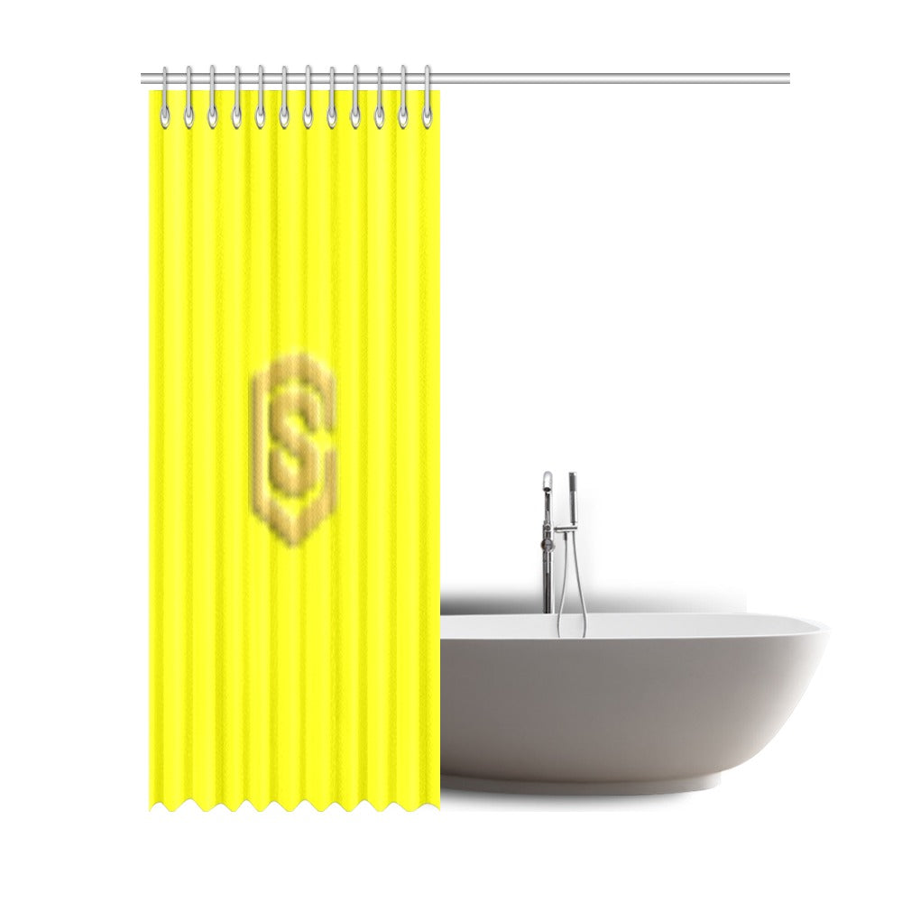 Yellow Shower Curtain 69"x84" with Gold Logo Shower Curtain 69"x84"