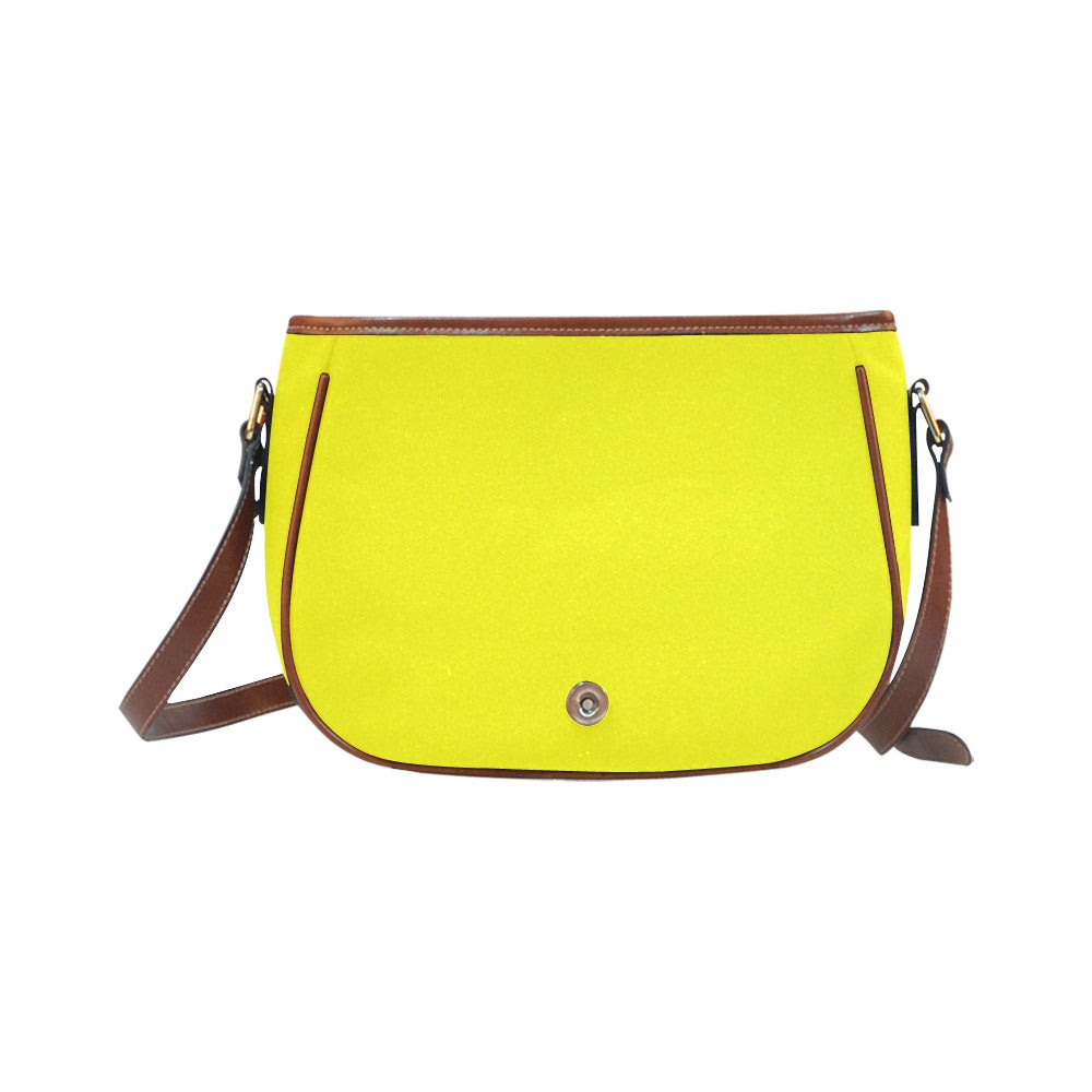 YELLOW Saddle Bag WITH WHITE LOGO Saddle Bag (Model 1649) (Small)