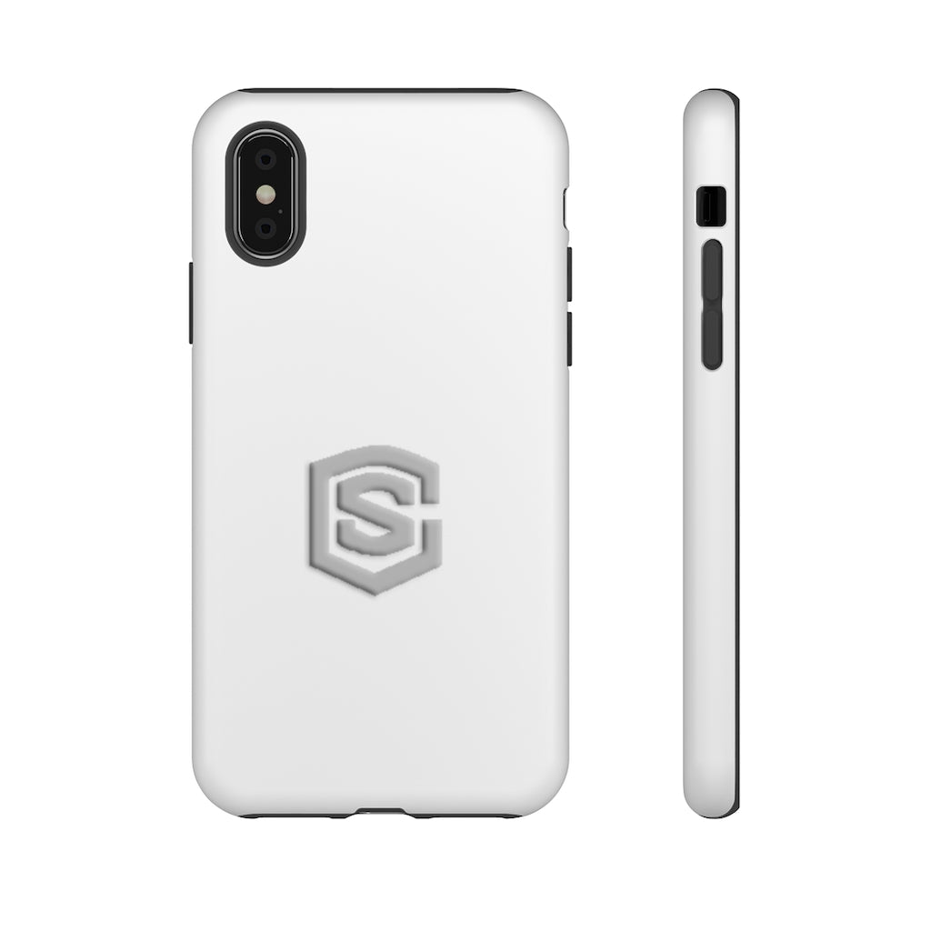 White Tough Cases Silver Logo