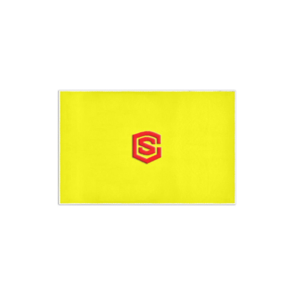 YELLOW SMALL AREA RUG WITH RED LOGO Area Rug 2.6' x 1.7'