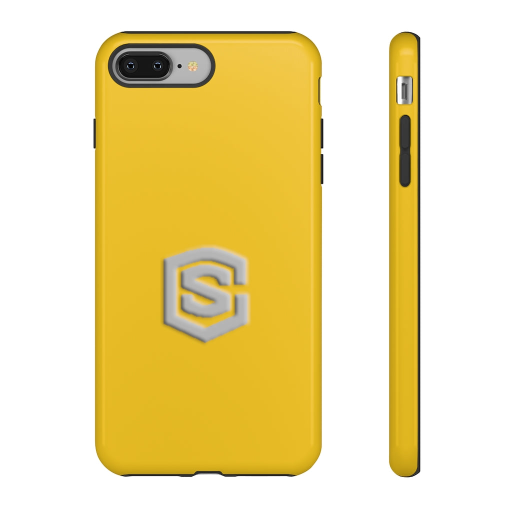 Yellow Tough Cases Silver Logo