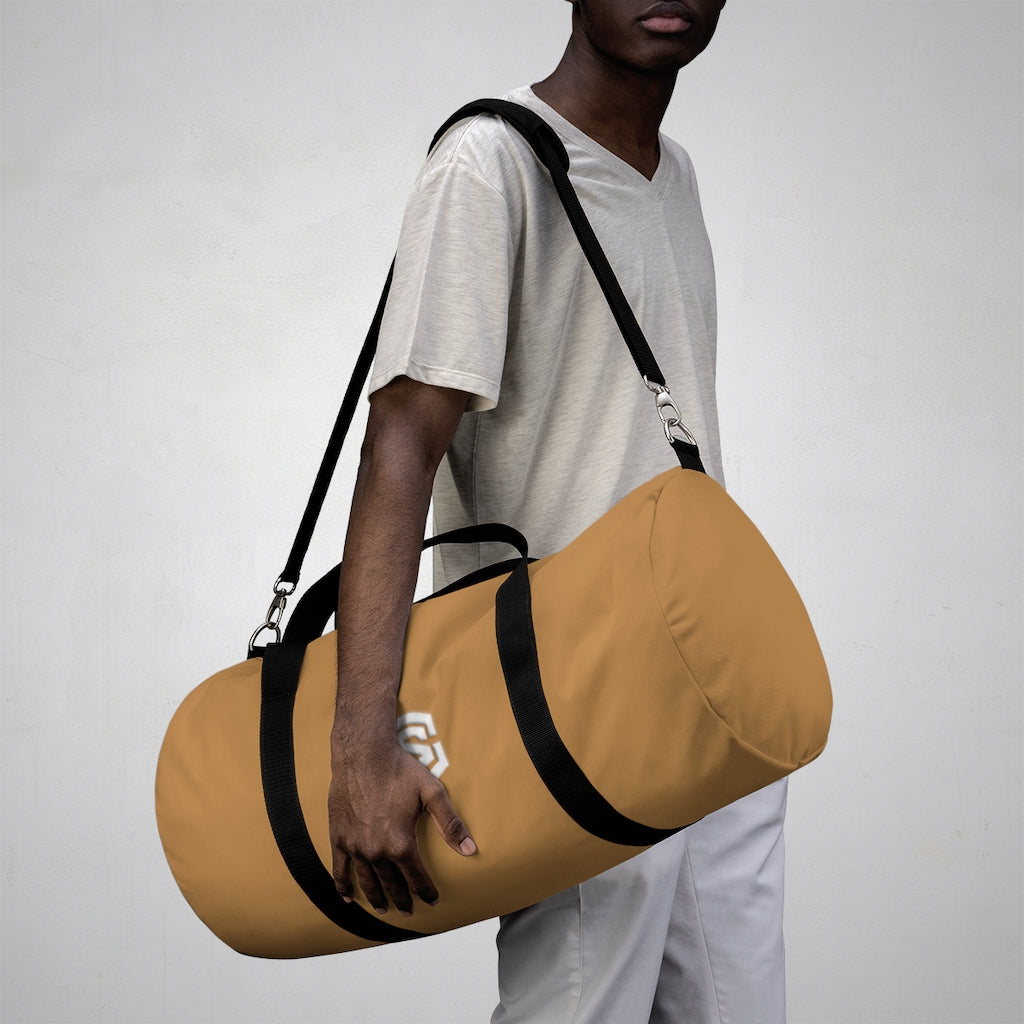 Brown Duffel Bag White Logo