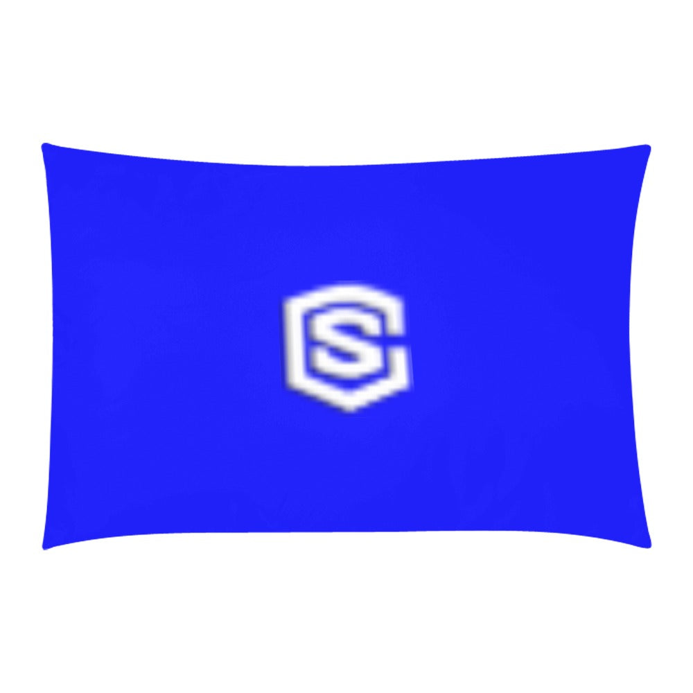 Blue 3-Piece Bedding Set (1 Duvet Cover 86"x70"; 2 Pillowcases 20"x30")(One Side) wtih White Logo 3-Piece Bedding Set (1 Duvet Cover 86"x70"; 2 Pillowcases 20"x30")(One Side)