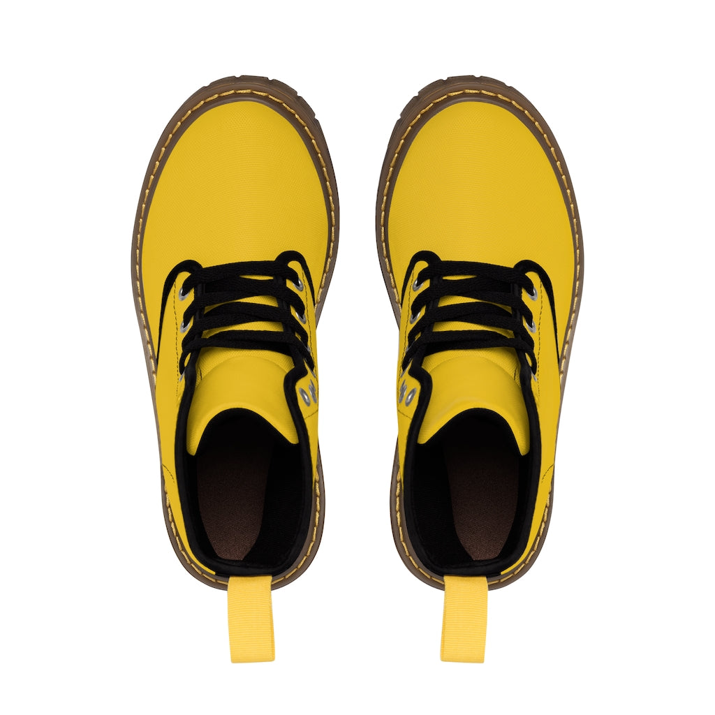 Yellow Men's Canvas Boots Yellow Logo