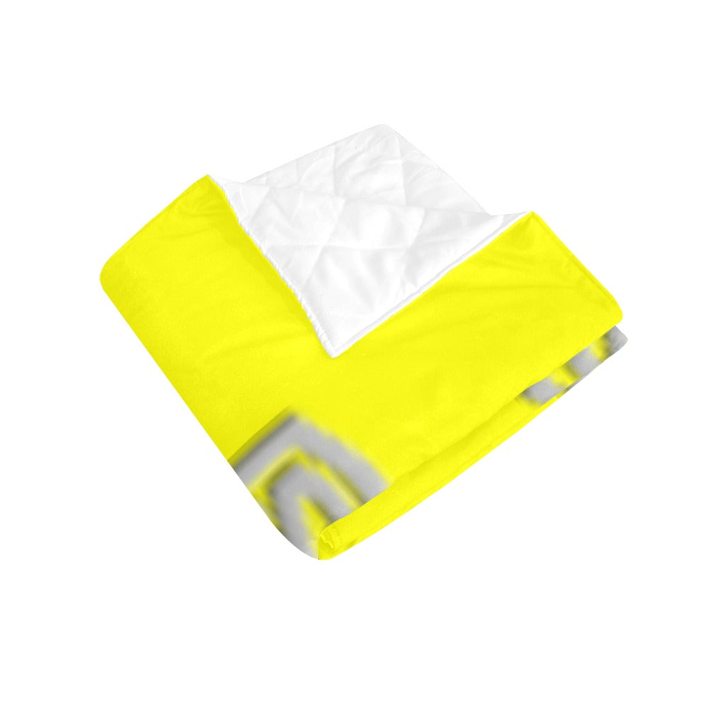 Yellow Quilt with Silver Logo Custom Quilt 70" x 80"
