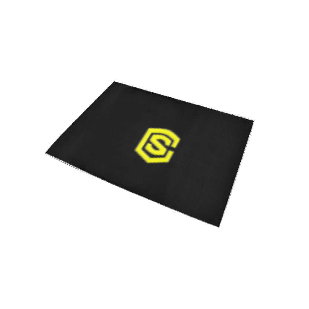 Black Area Rug Yellow Logo Area Rug 5' x 3.2'