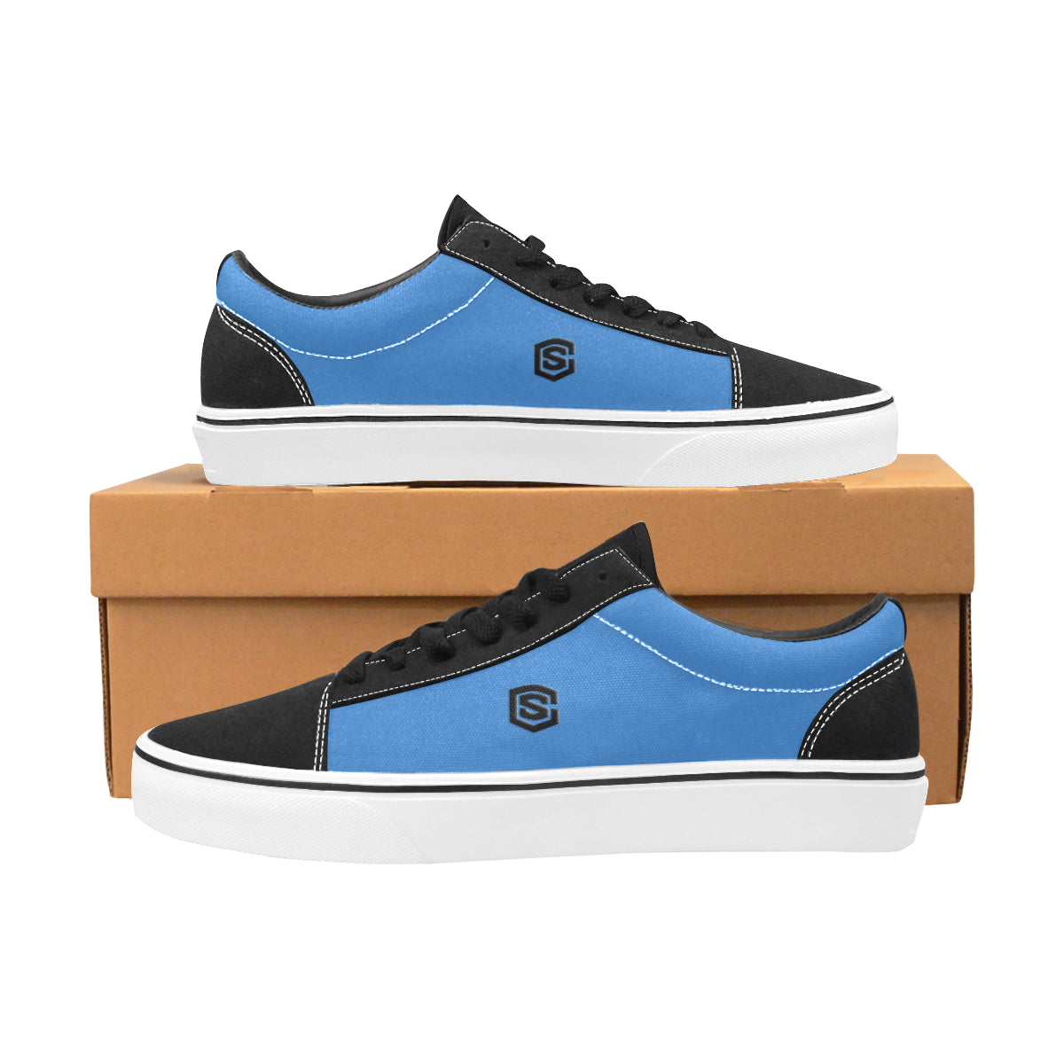 black logo Women's Low Top Skateboarding Shoes (Model E001-2)