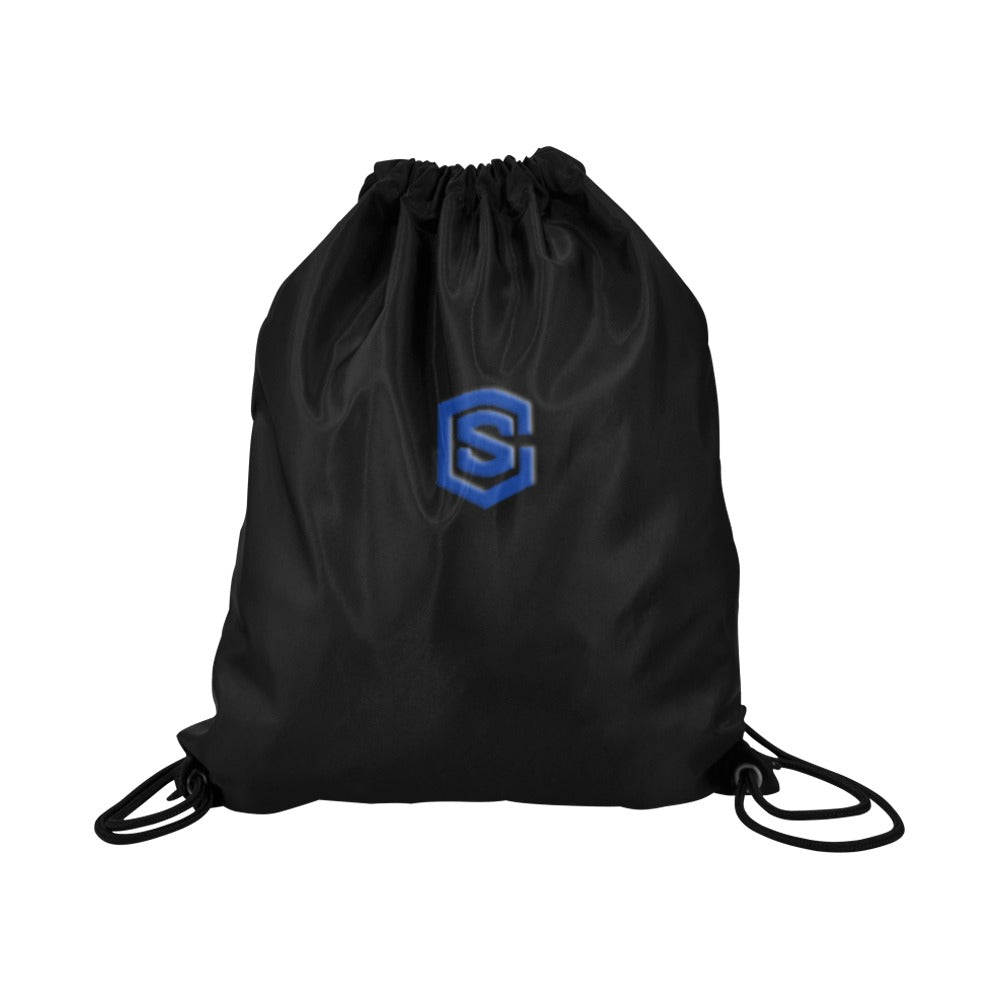 Black Drawstring Bags Large With Blue Logo Drawstring Bags (Model 1604) (Large)