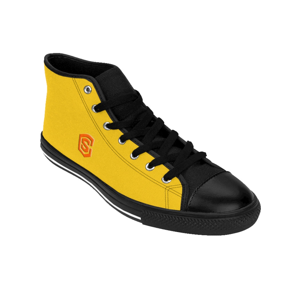 yellow Men's High-top Sneakers - orange logo
