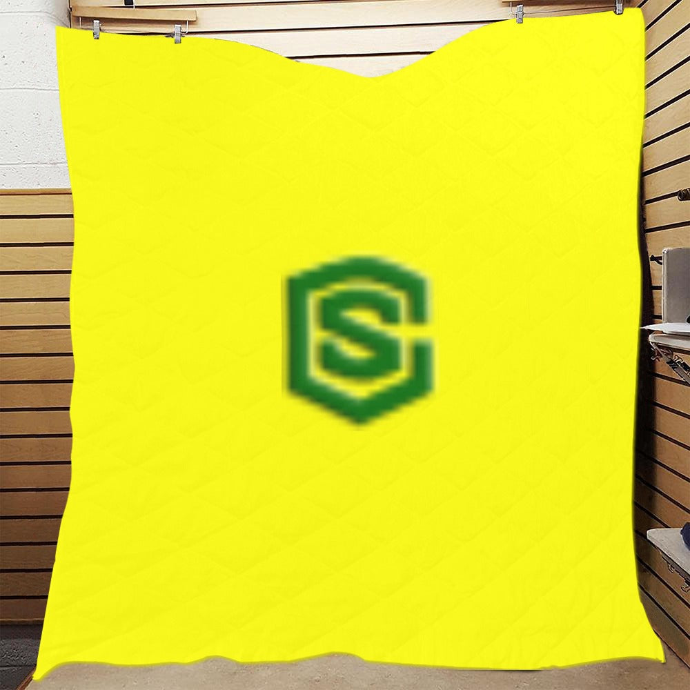 Yellow Quilt with Green Logo Custom Quilt 70" x 80"