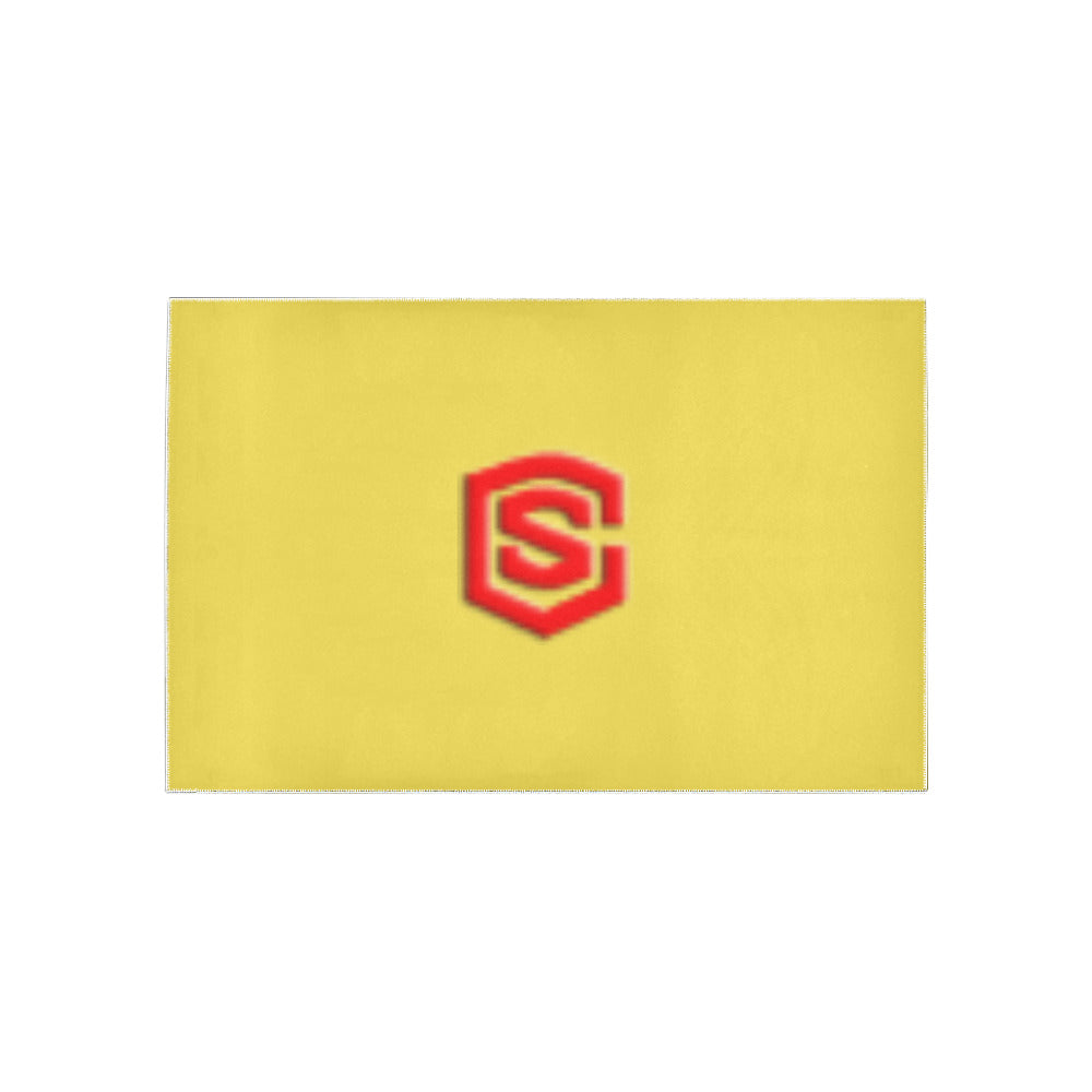 Yellow Area Rug Red Logo Area Rug 5' x 3.2'
