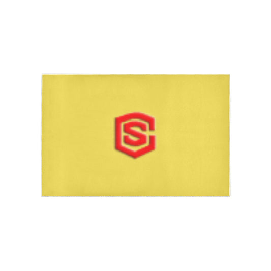 Yellow Area Rug Red Logo Area Rug 5' x 3.2'