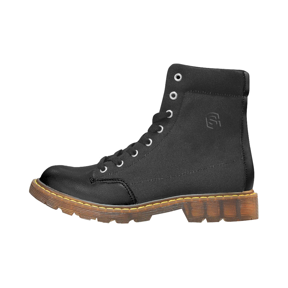 black logo Apache Round Toe Men's Winter Boots (Model 1402)