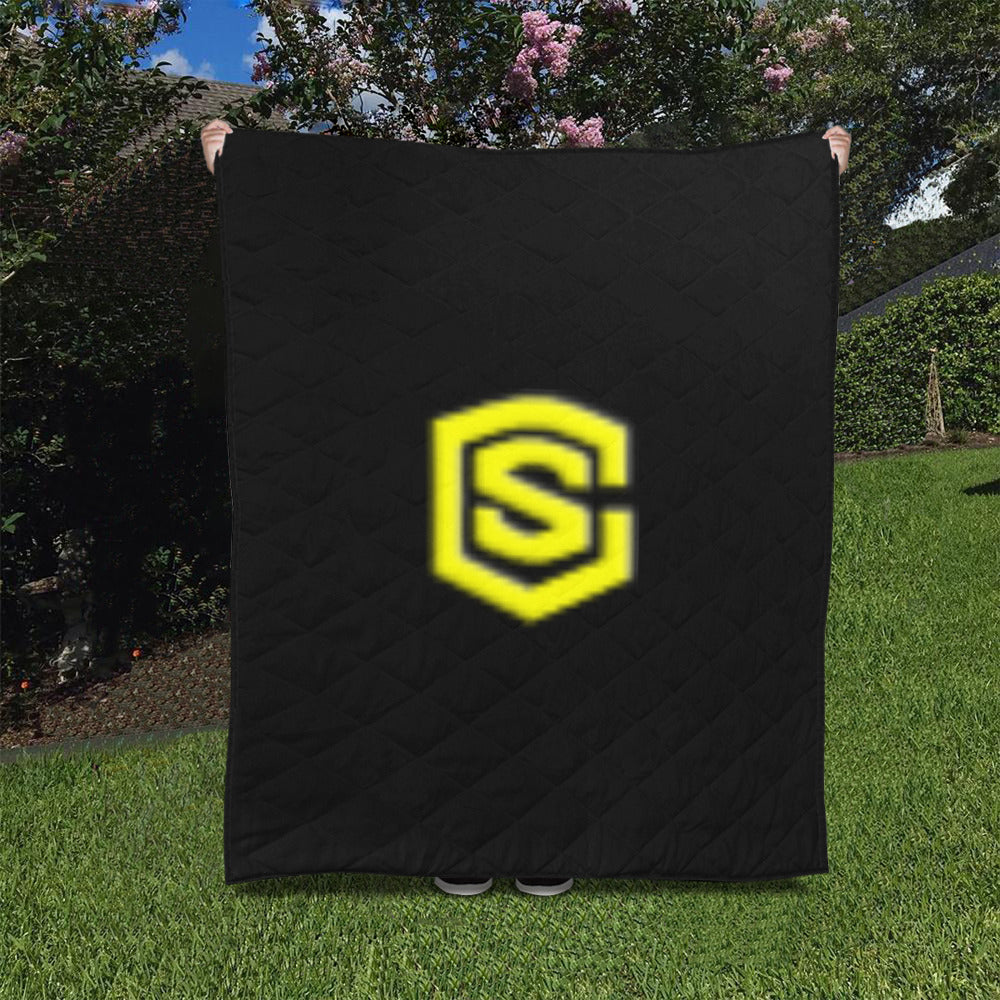Black Custom Quilt Yellow Logo Custom Quilt 50" x 60"