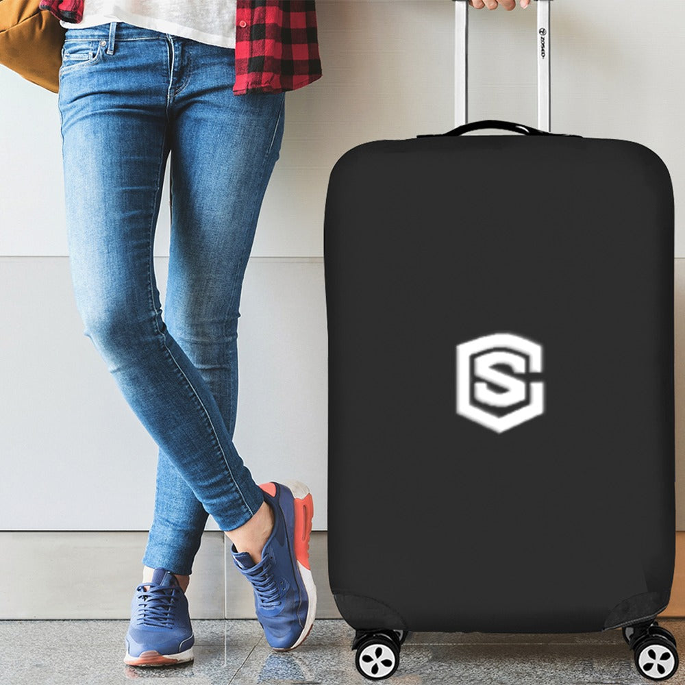BLACK LUGGAGE COVER WHITE LOGO Luggage Cover (Large Size) (26"-28")