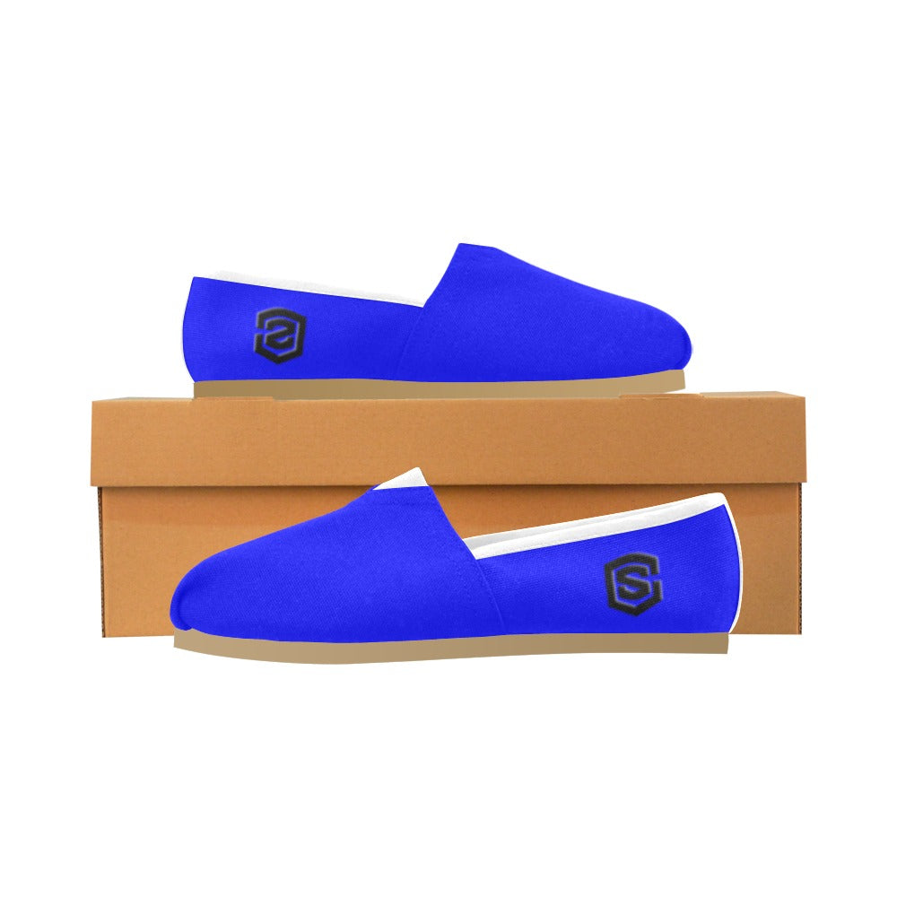 BLUE casual shoes for women WITH BLACK LOGO Casual Canvas Women's Shoes (Model 004) (Designs are mirrored)