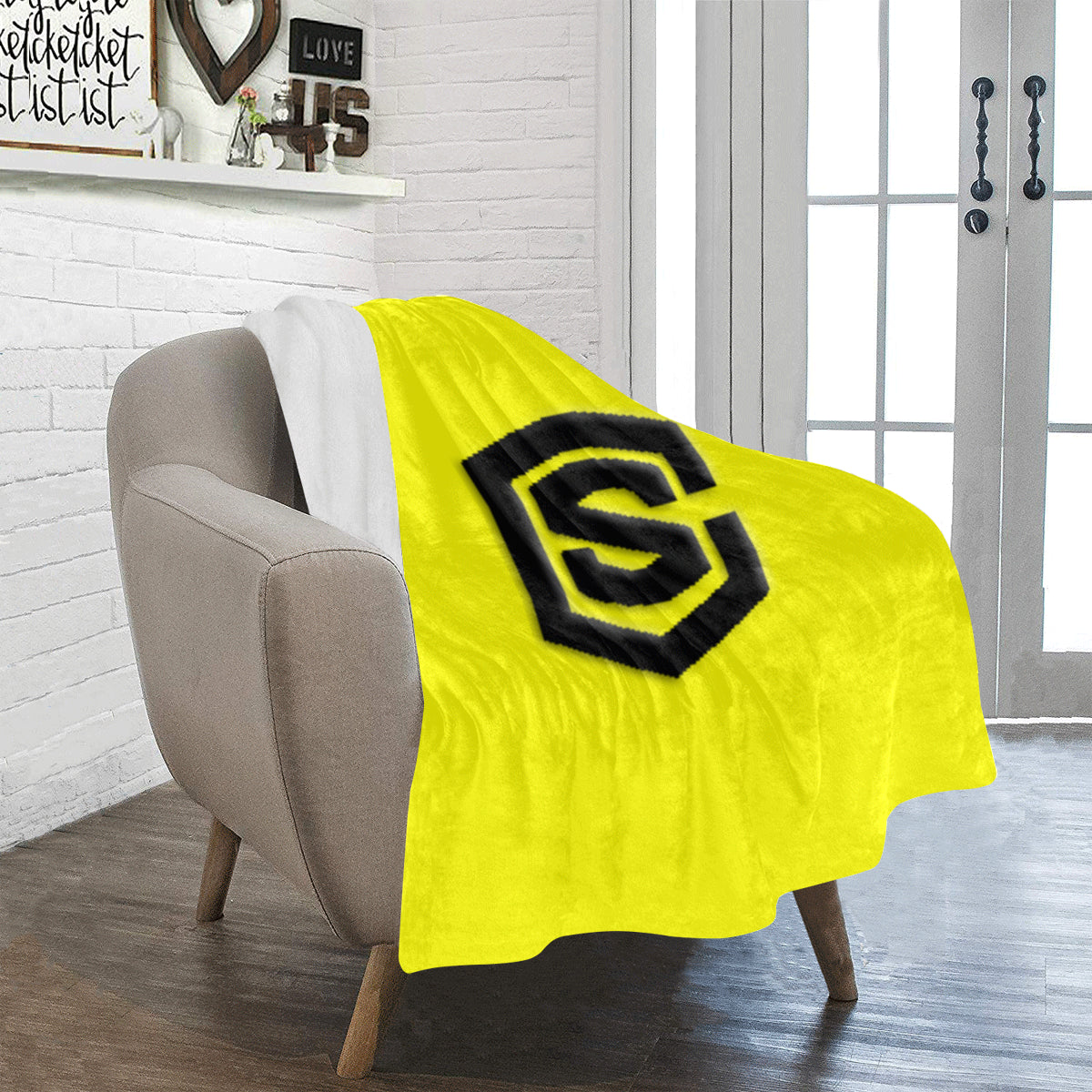 Yellow Ultra-Soft Micro Fleece Blanket with Black Logo Ultra-Soft Micro Fleece Blanket 30"x40"