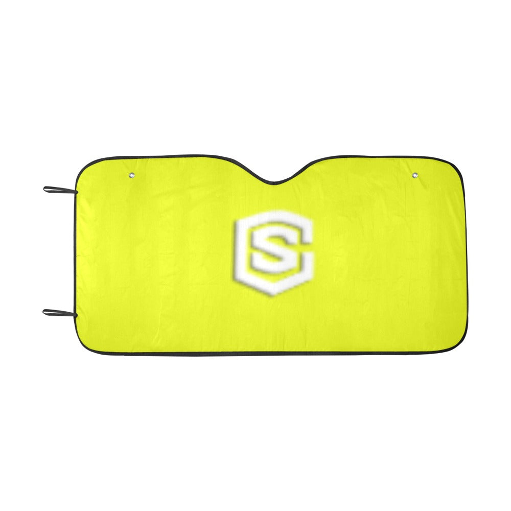 YELLOW AUTO SUN SHADE WITH WHITEL OGO Auto Sun Shade 55" x 29.53"