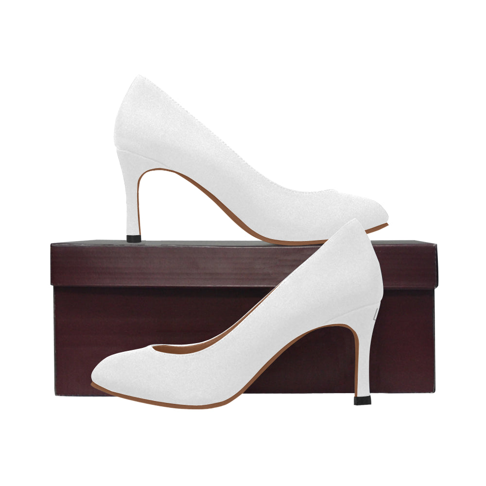 WHITE Women's High Heels white logo Women's High Heels (Model 048)
