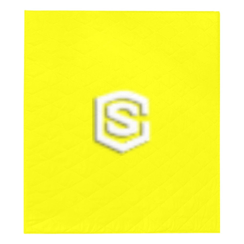 Yellow  Quilt with White Logo Custom Quilt  70" x 80"