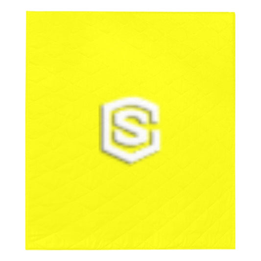 Yellow  Quilt with White Logo Custom Quilt  70" x 80"