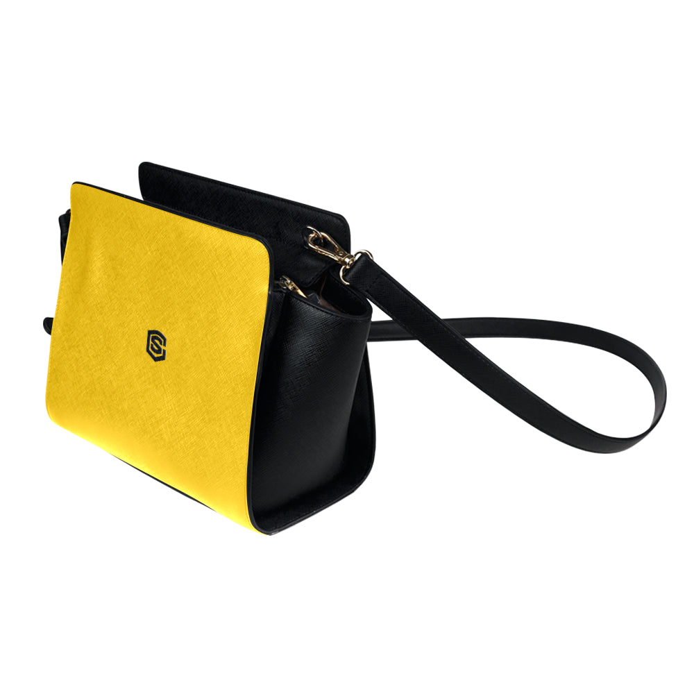 YELLOW SATCHEL BAG black logo Satchel Bag (Model 1635)