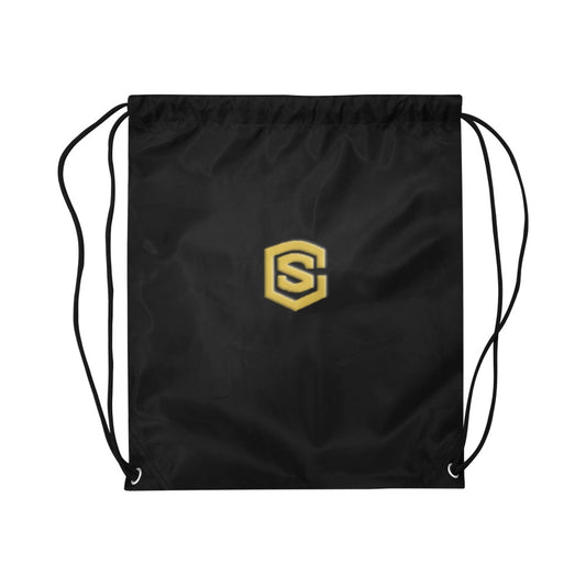 Black Drawstring Bags Large With Gold Logo Drawstring Bags (Model 1604) (Large)