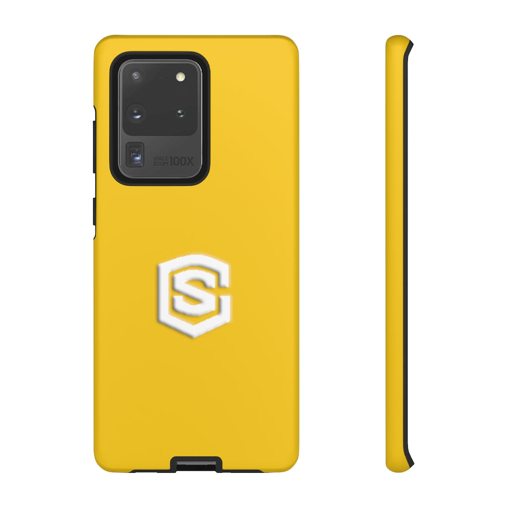 Yellow Tough Cases White Logo