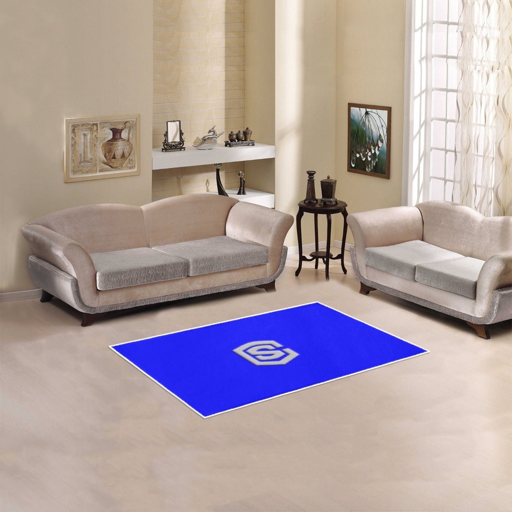Blue Area Rug 2.6' x 1.7' with Silver Logo Area Rug 2.6' x 1.7'