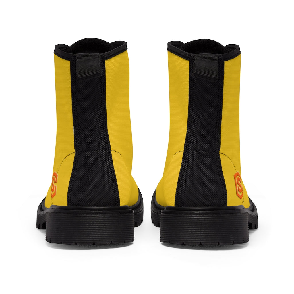 Yellow Men's Canvas Boots Orange Logo