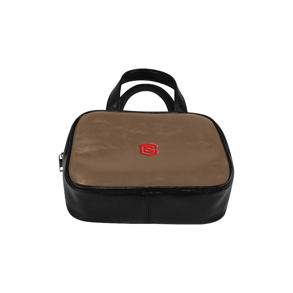 DARK ORANGE LEATHER TOP HANDLE HANDBAG red logo Leather Top Handle Handbag (Model 1662)