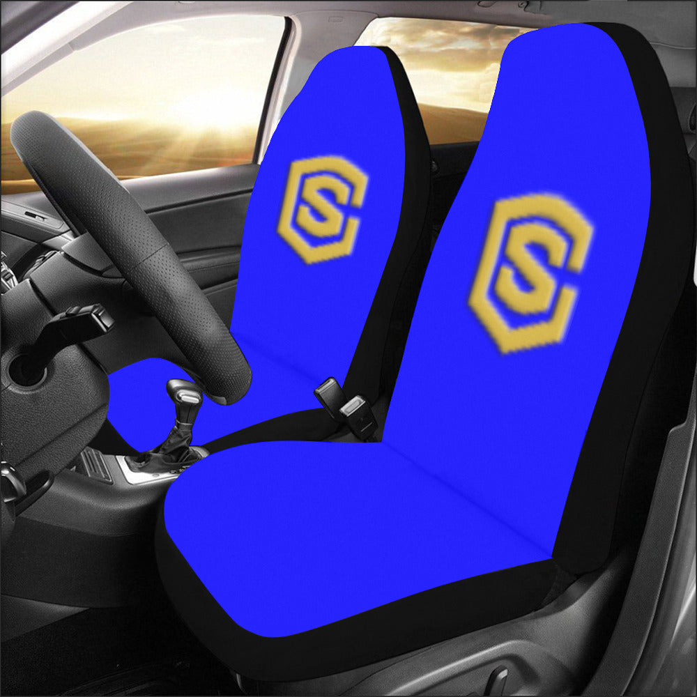 Blue Car Seat Covers Orange Logo Car Seat Covers (Set of 2)