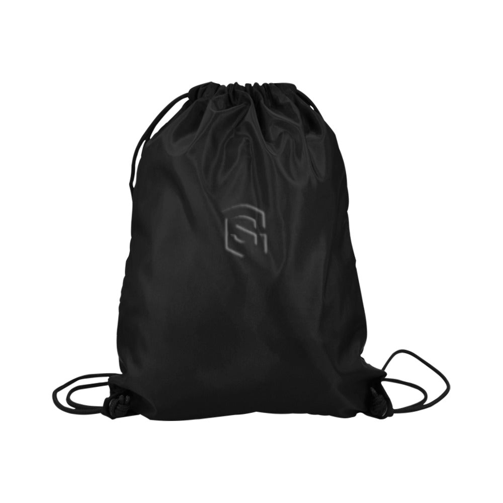 Black Drawstring Bags Large With Black Logo Drawstring Bags (Model 1604) (Large)