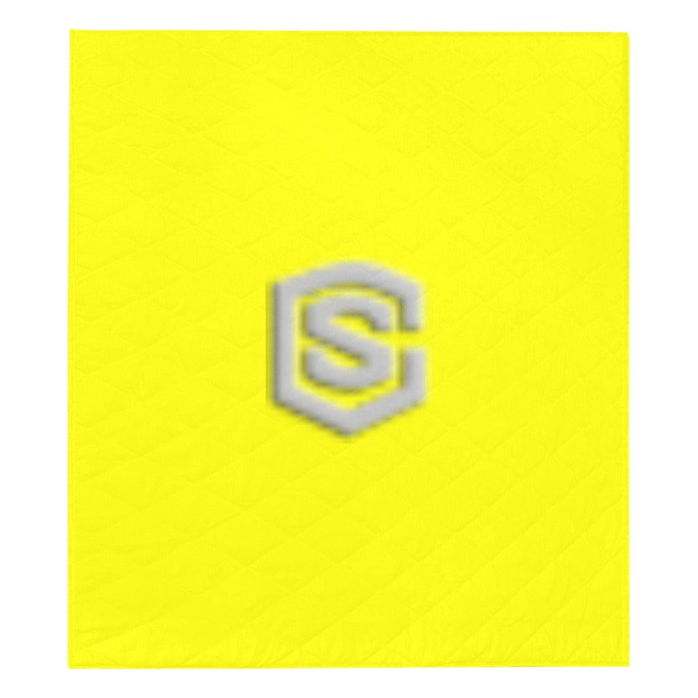 Yellow Quilt with Silver Logo Custom Quilt 70" x 80"