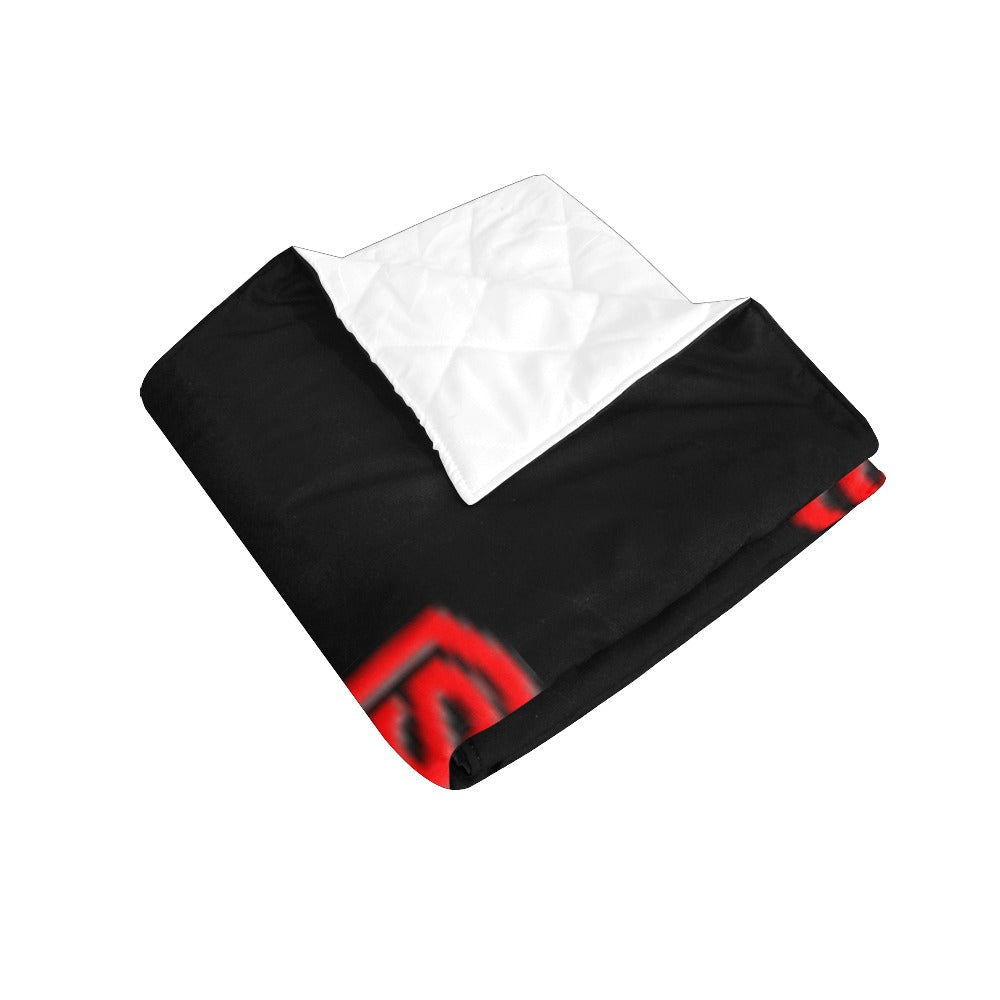 BLACK CISTOM QUILT RED LOGO Custom Quilt 70" x 80"