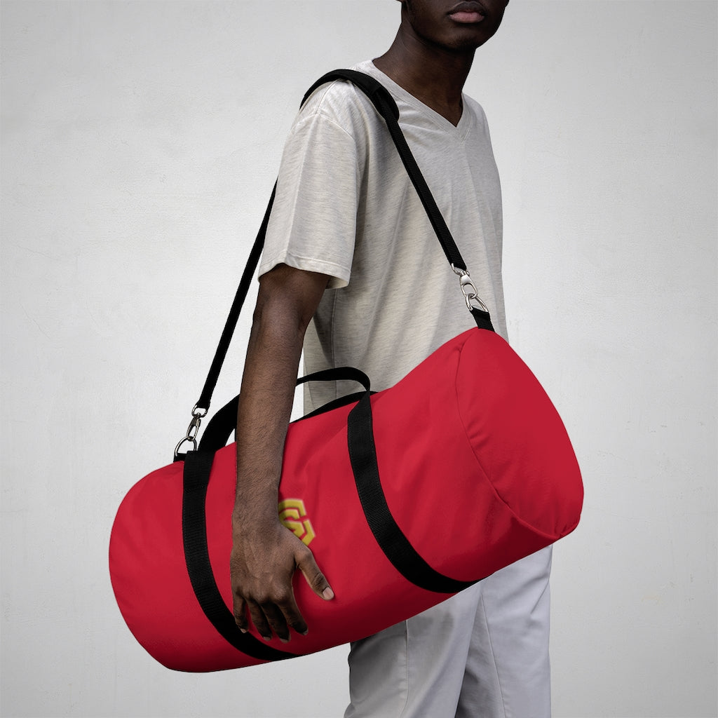Red Duffel Bag Gold Logo