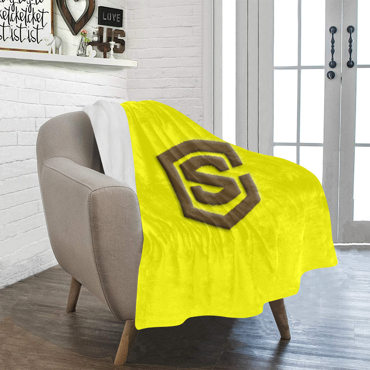 Yellow Ultra-Soft Micro Fleece Blanket with Brown Logo Ultra-Soft Micro Fleece Blanket 30"x40"