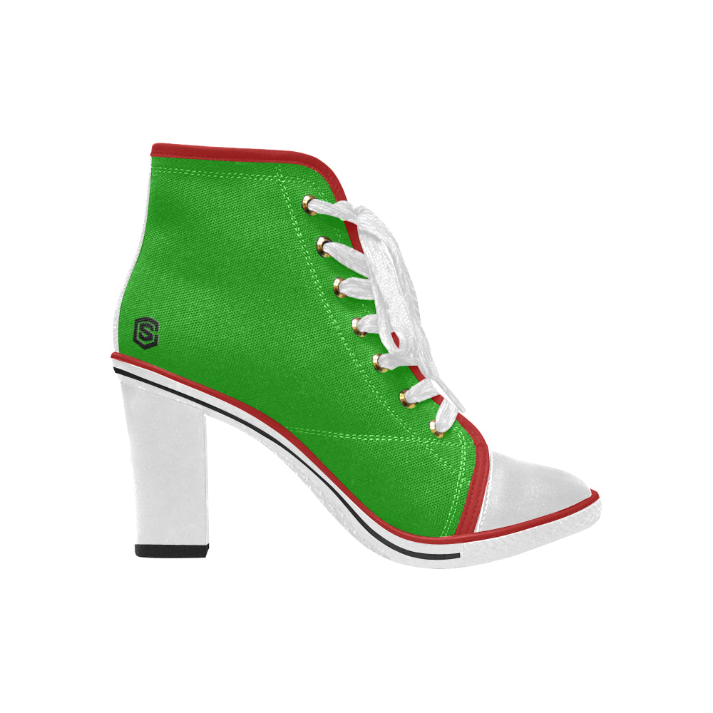 black logo Women's Lace Up Chunky Heel Ankle Booties (Model 054)